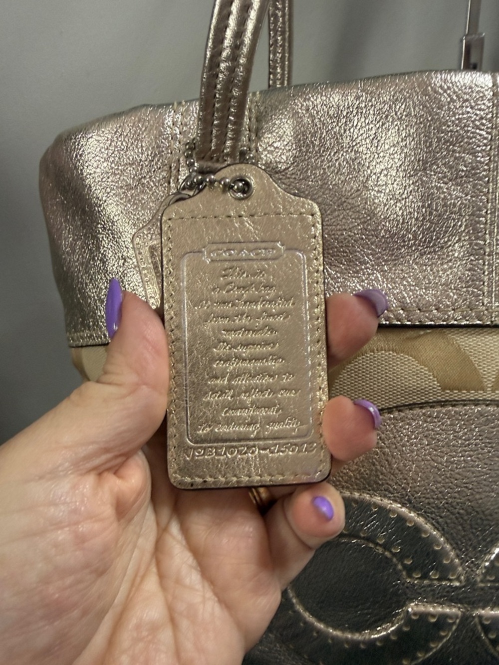 Coach Julia Op Art Perry Gold Tote Bag with original hangtags! - Picture 4 of 17